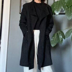 Elegant Black Faux Suede Women's Coat